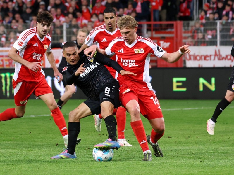 Leopold Querfeld von Union Berlin beim Spiel gegen den VfB Stuttgart.