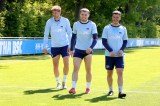 Drei Spieler von Hertha BSC beim Training.