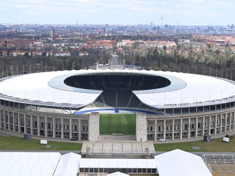 Ein Luftbild des Olympiastadions. Hier wird die NFL zu Gast sein.